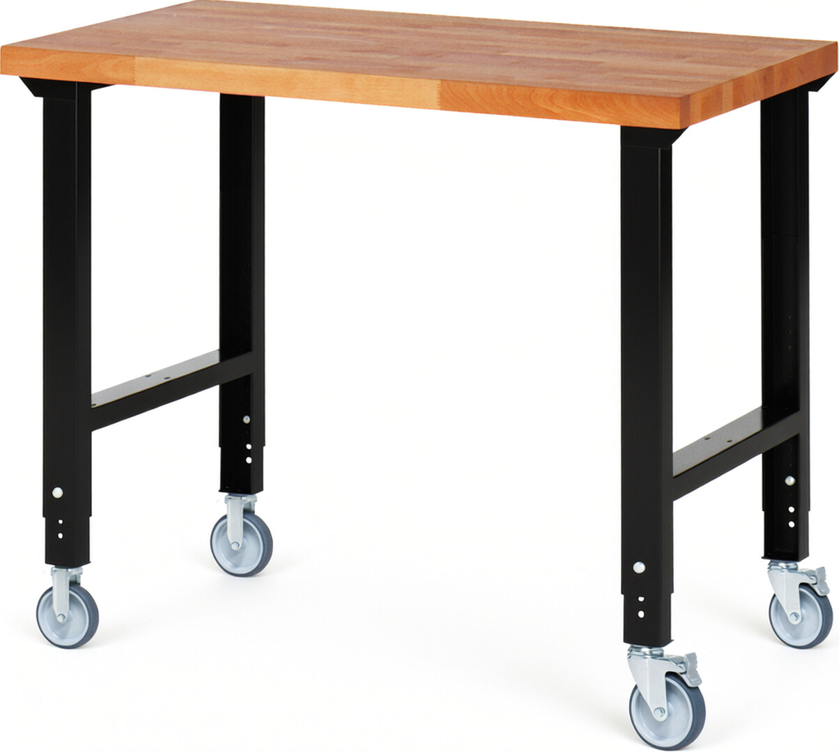 RAU Werkbank schwarz - Breite 125 cm - Tiefe 70 cm - Höhe 100 cm - Buche-Massiv Arbeitsplatte 40 mm