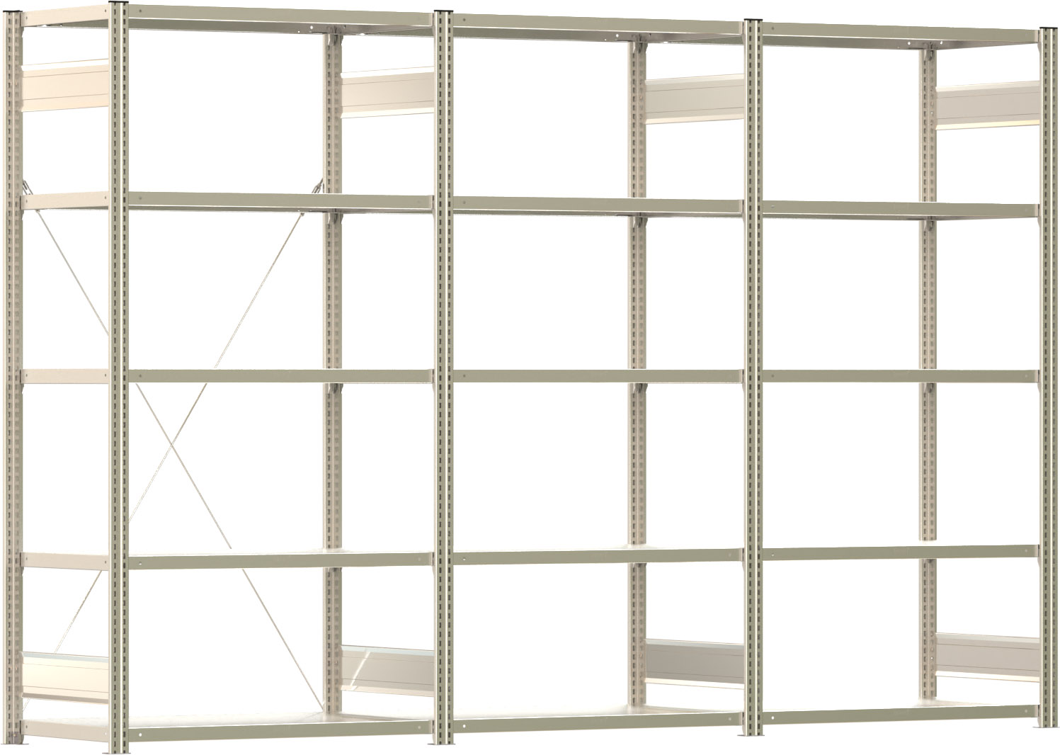 Fachbodenregal BERT - Breite: 301,5 cm - Tiefe: 60 cm - Höhe: 200 cm - 15 Böden - Regalreihe