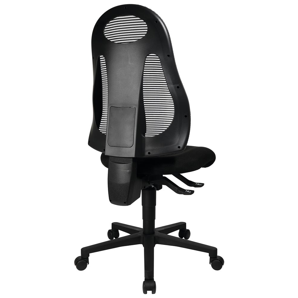 Bürostuhl, Schreibtischstuhl, Drehstuhl, Sitz-BxTxH 500x500x420-530 mm, Lehnenh. 620-690 mm, Netzrücken, Synchronm., Bandscheibensitz, dunkelgrau/schwarz