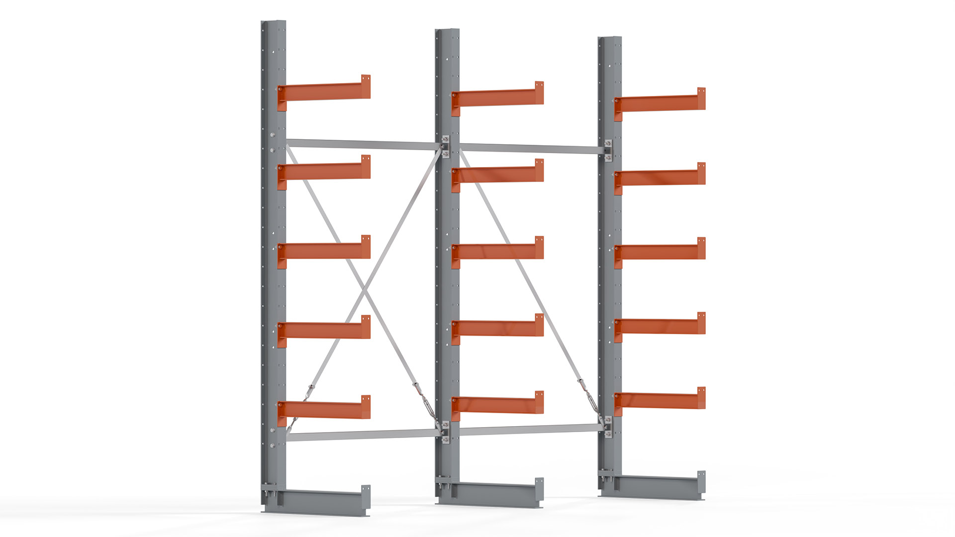 Kragarmregal KARL basic - lackiert - Breite: 256 cm - Höhe: 250 cm - Tiefe: 60 cm - Traglast je Kragarm: 730 kg - einseitig
