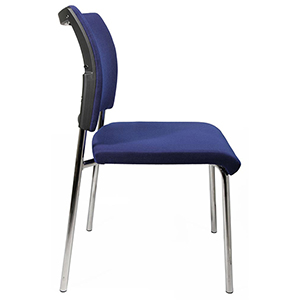 Stapelstuhl, Sitz-BxTxH 480x450x430 mm, Gesamthöhe 830 mm, 4-Fuß-Gestell verchromt, Sitz- + Rückenpolster royalblau, VE 2 Stück