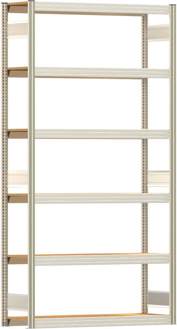 Fachbodenregal BERT - Breite: 128,5 cm - Tiefe: 40 cm - Höhe: 250 cm - 6 Böden - Grundregal