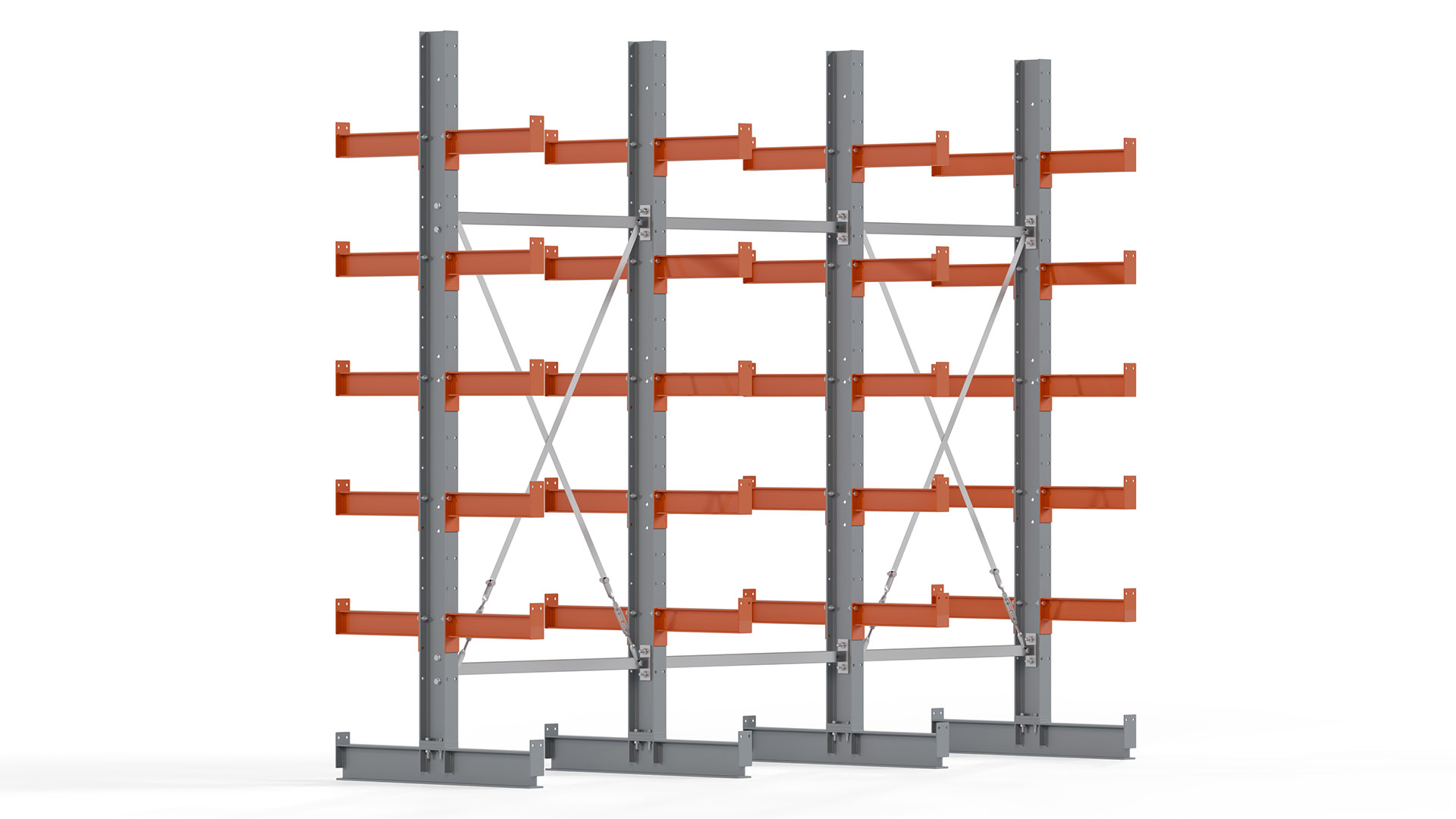 Kragarmregal KARL basic - lackiert - Breite: 300 cm - Höhe: 250 cm - Tiefe: 40 cm - Traglast je Kragarm: 1100 kg - beidseitig