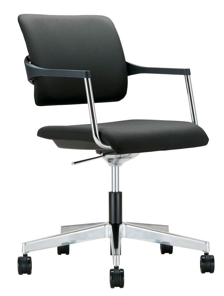 Konferenz/Drehstuhl, Rückenlehnenbreite 470 mm, Sitzflächentiefe 475 mm, mit Arml., Wippmech, schwarz