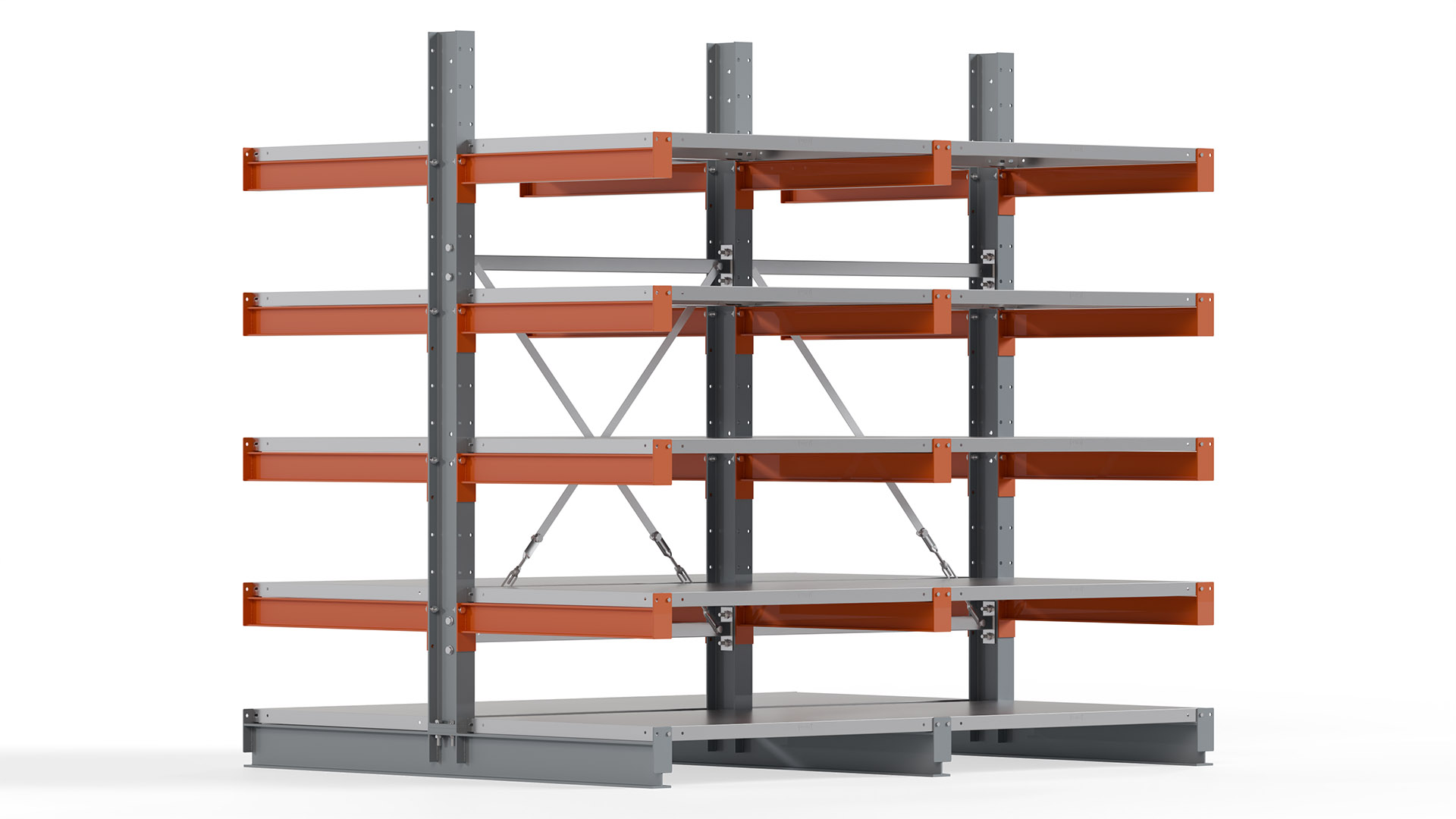Kragarmregal KARL basic - lackiert - Breite: 200 cm - Höhe: 200 cm - Tiefe: 80 cm - Traglast je Kragarm: 550 kg - beidseitig