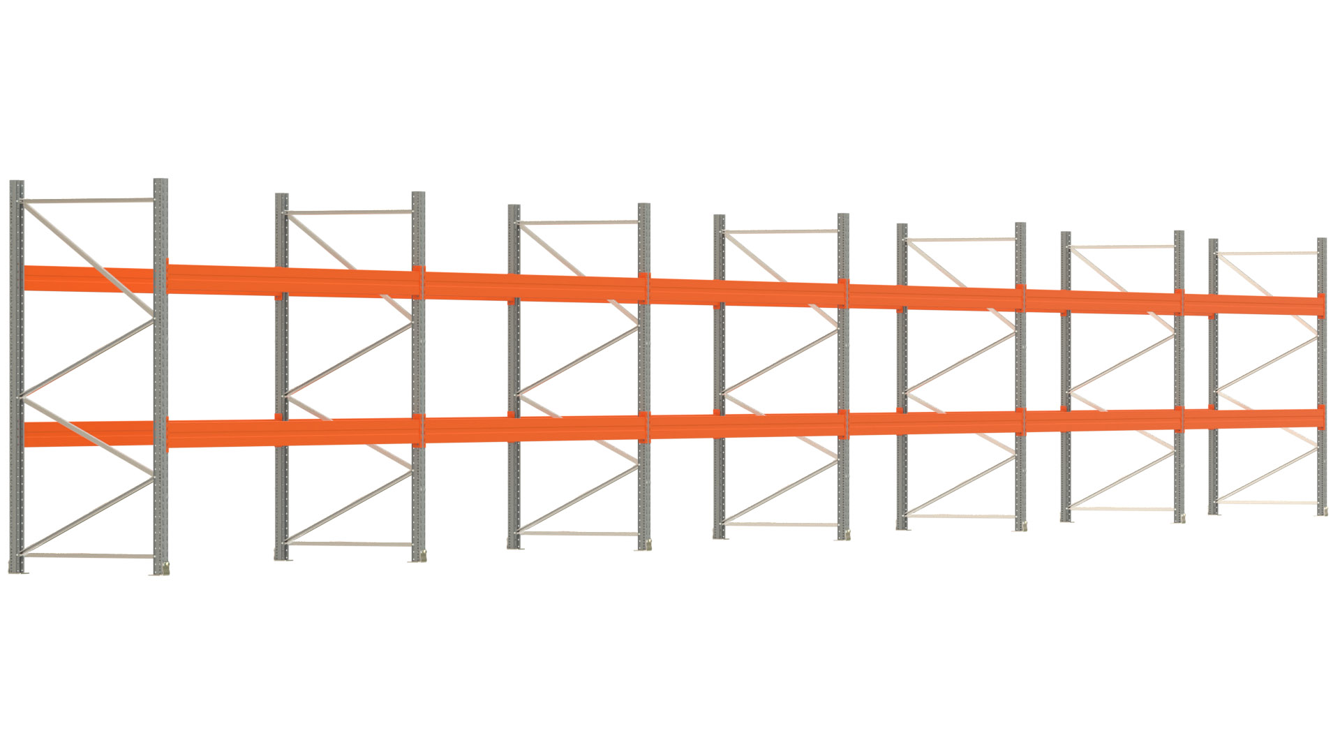 Palettenregal ARTUS - Breite 2219,5 cm - Höhe 250 cm - Tiefe 110 cm - Fachlast 4000 kg - 72 Palettenstellplätze