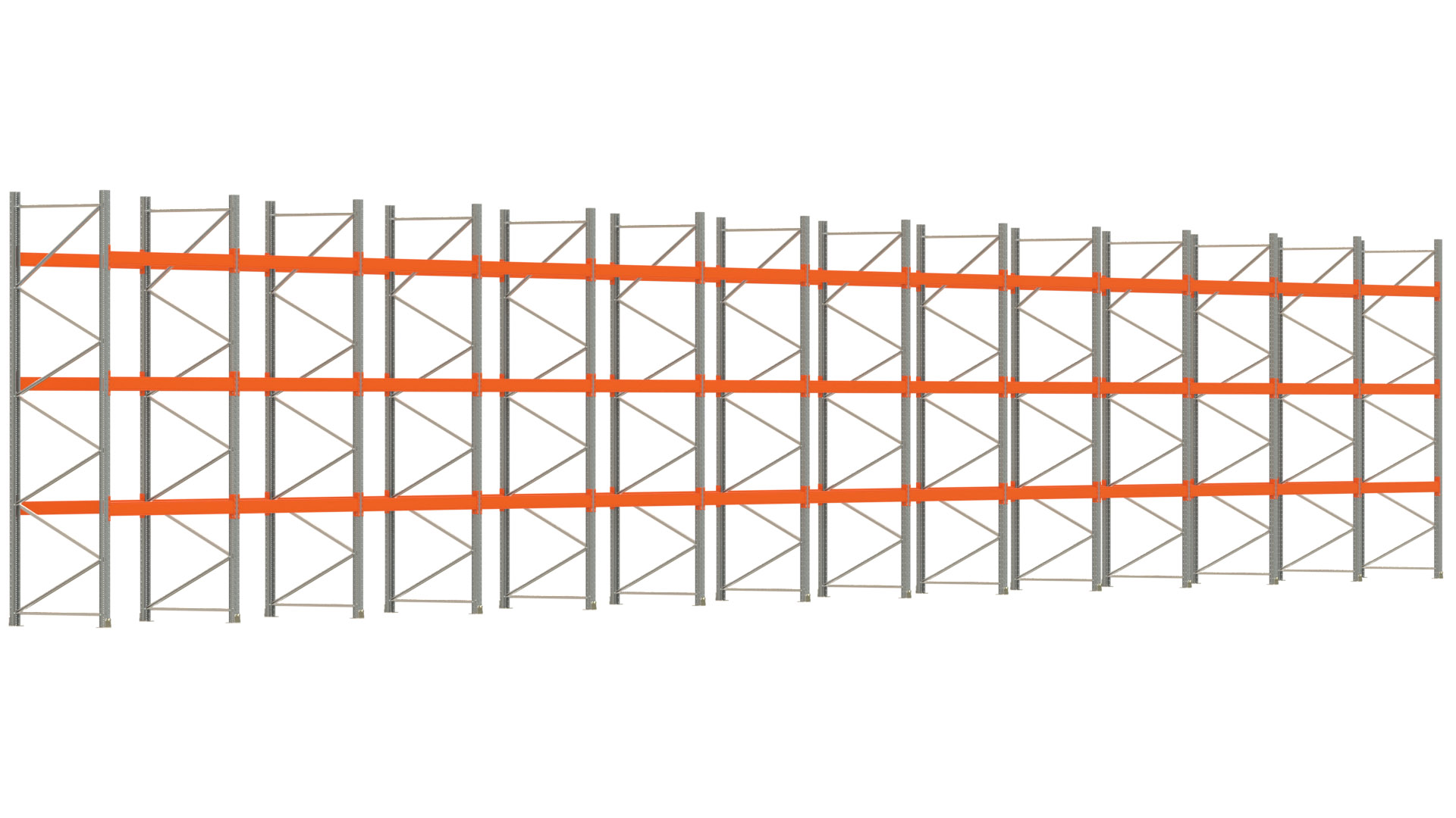 Palettenregal ARTUS - Breite 2589 cm - Höhe 400 cm - Tiefe 110 cm - max. Fachlast 3000 kg - 104 Palettenplätze