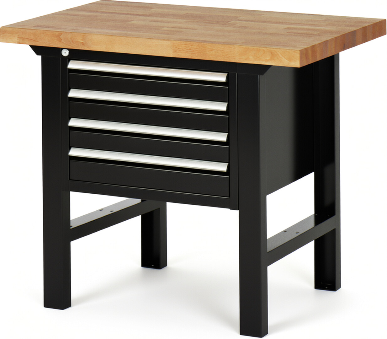 RAU Werkbank schwarz - Breite 100 cm - Tiefe 70 cm - Höhe 84 cm - Buche-Massiv Arbeitsplatte 40 mm