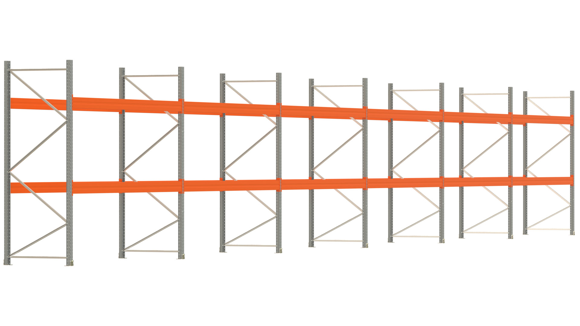 Palettenregal ARTUS - Breite 2219,5 cm - Höhe 300 cm - Tiefe 110 cm - Fachlast 3700 kg - 72 Palettenstellplätze