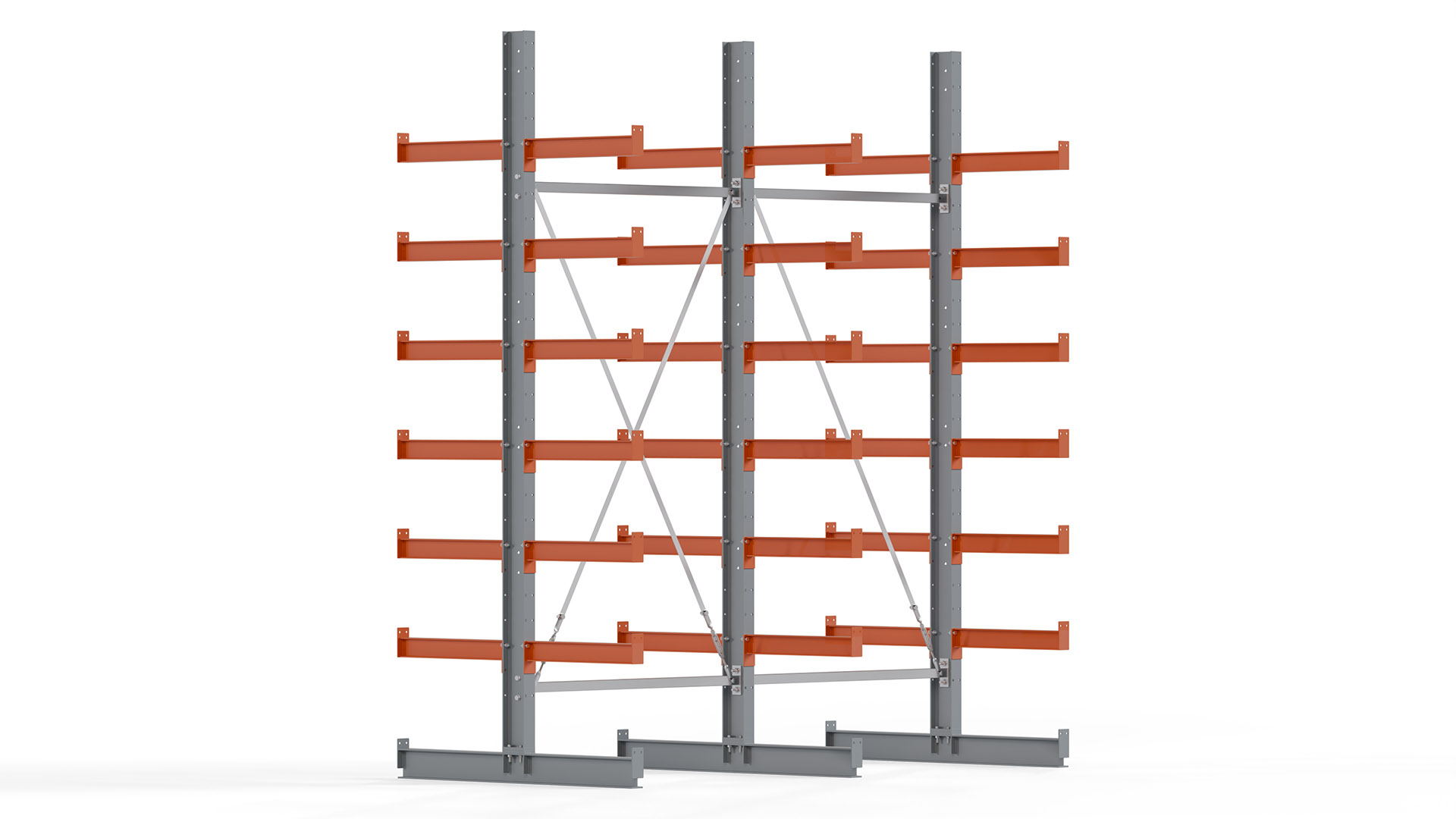 Kragarmregal KARL basic - lackiert - Breite: 256 cm - Höhe: 300 cm - Tiefe: 60 cm - Traglast je Kragarm: 740 kg - beidseitig
