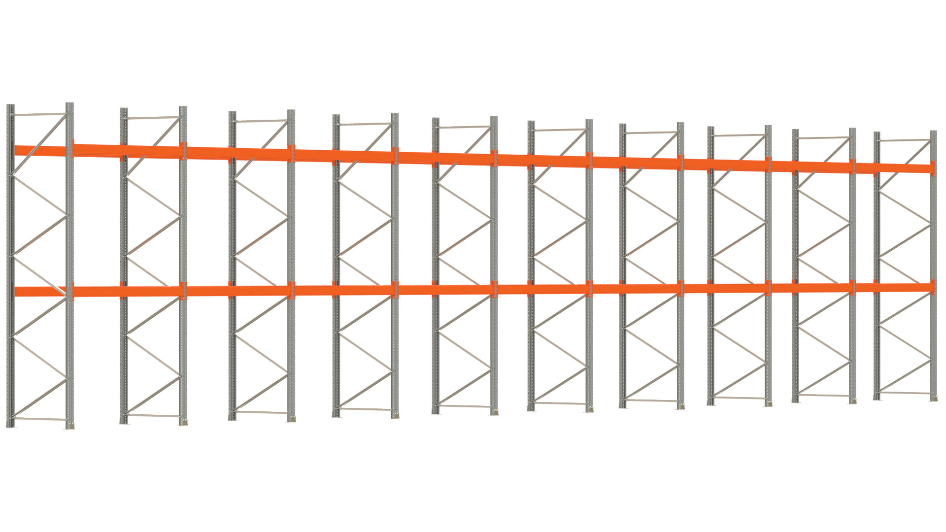 Palettenregal ARTUS - Breite 1795 cm - Höhe 400 cm - Tiefe 110 cm - Fachlast 2000 kg - 54 Palettenstellplätze