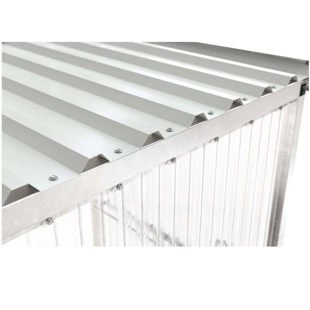 Raucherunterstand, Flachdach, für 2-3 Personen, feuerverzinkt, Stahl/PVC, 2.360 x 1.720 x 1.580 mm (HxBxT), Bausatz