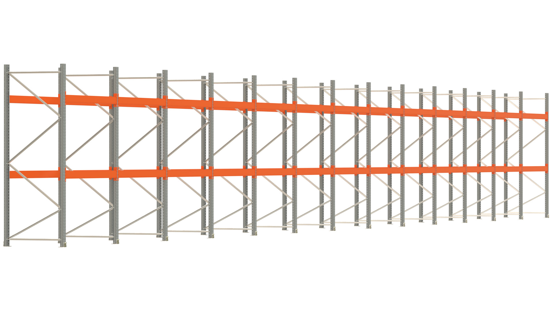 Palettenregal ARTUS - Breite 2589 cm - Höhe 300 cm - Tiefe 110 cm - Fachlast 3000 kg - 78 Palettenstellplätze