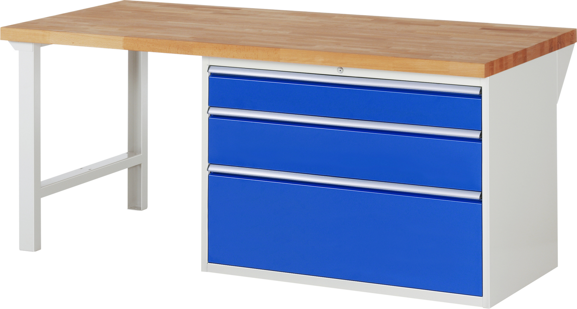 Werkbank Modell 7708 rot - schwarz, BxTxH 2000x900x840 mm,  Buche-Massiv Arbeitsplatte 40 mm,  3 Schubladen mit  Auszug 90 %