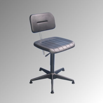 ESD Arbeitsstuhl - Bürostuhl - antistatisch - Sitzhöhe 420-550 mm - PU schwarz - kleine Rückenlehne - Stahl Fußkreuz mit Gleitern