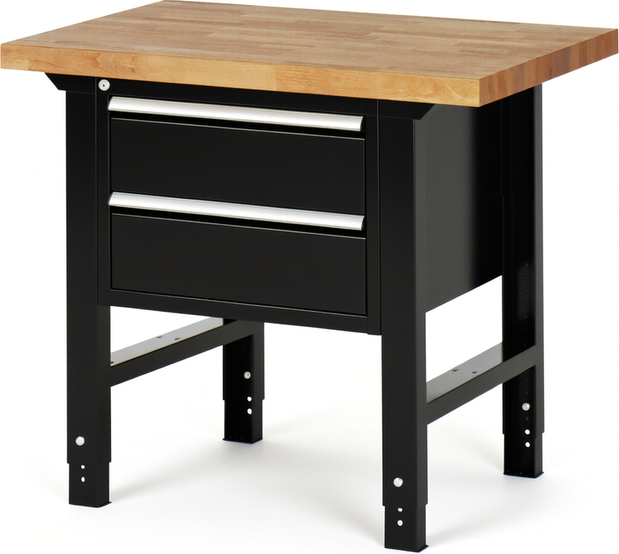 RAU Werkbank schwarz - Breite 100 cm - Tiefe 70 cm - Höhe 114 cm - Buche-Massiv Arbeitsplatte 40 mm