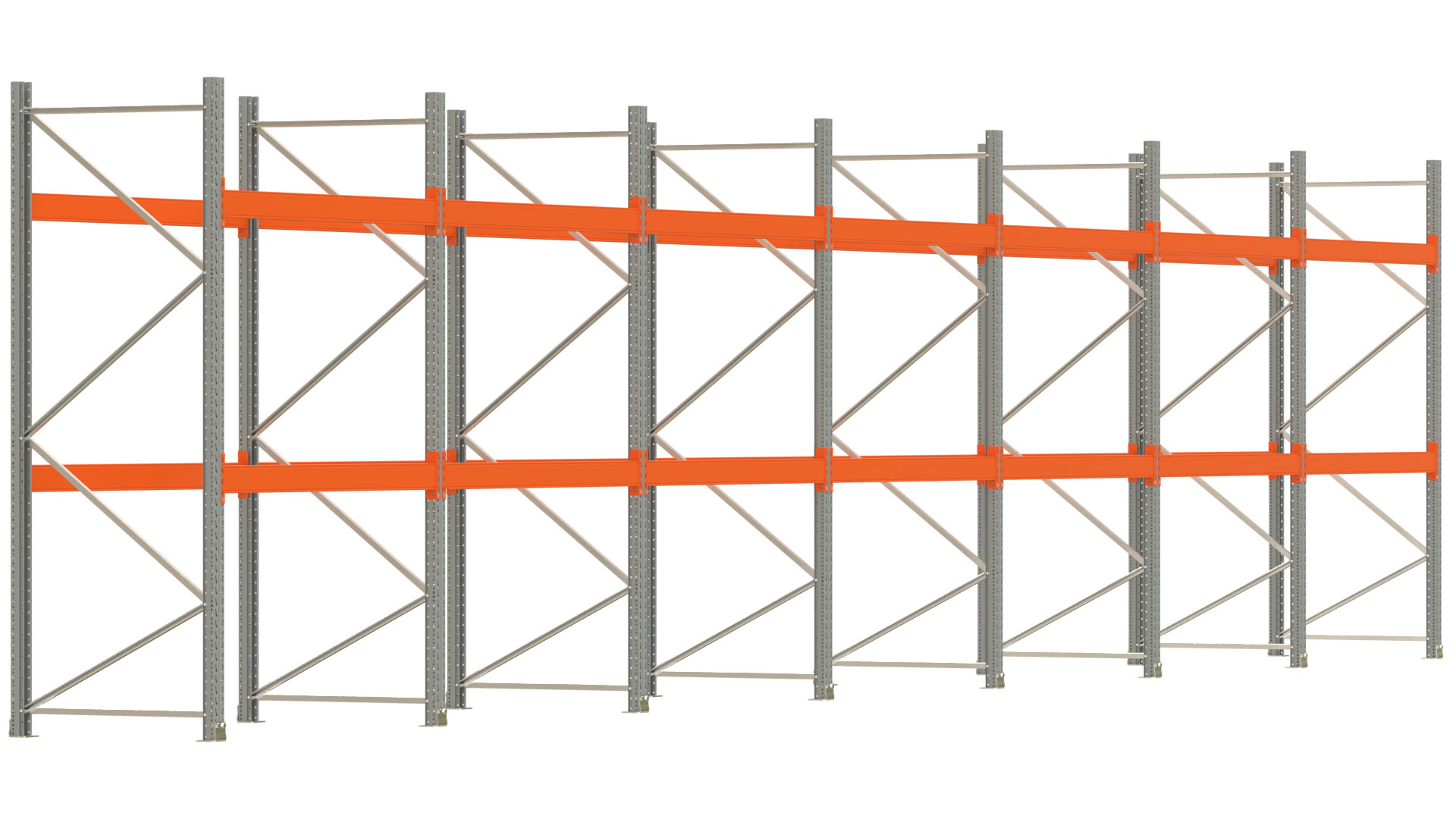 Palettenregal ARTUS - Breite 1398 cm - Höhe 300 cm - Tiefe 110 cm - Fachlast 3000 kg - 42 Palettenstellplätze