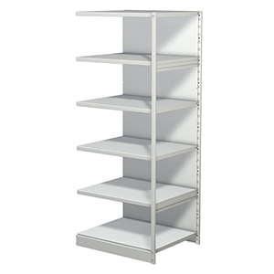 Aktenregal, Büroregal - Steckregal mit Rückwand, Anbaufeld, 6 Fachböden, 5 OH, BxTxH 750x600x1900 mm, lichtgrau