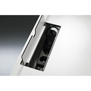 Kühlschrank-Caddy, BxTxH 500x600x1157 mm, Kühlschrank, 3 Schubladen für Besteck + Geschirr, RAL 7021 schwarzgrau