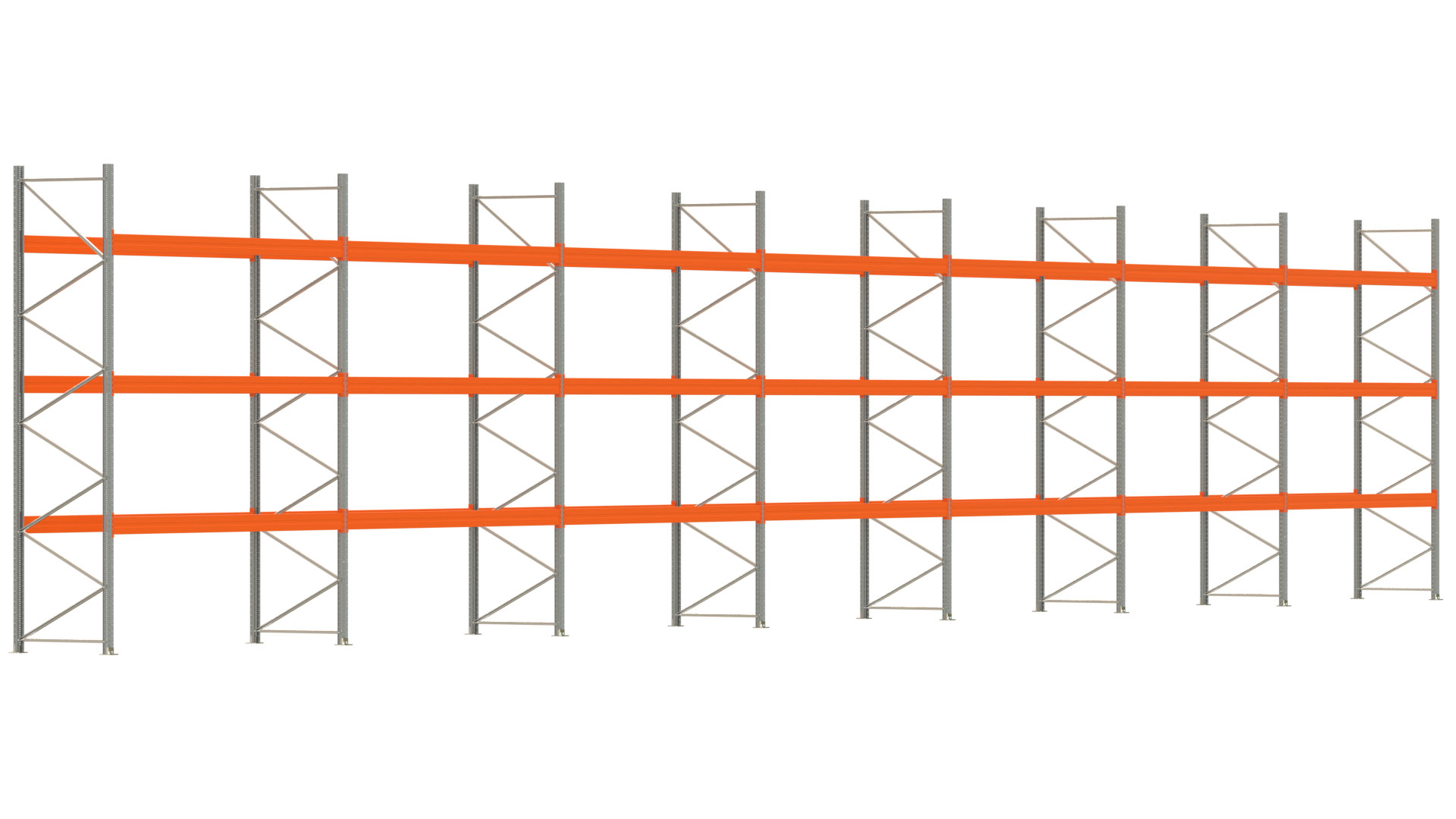 Palettenregal ARTUS - Breite 2588 cm - Höhe 450 cm - Tiefe 110 cm - Fachlast 3000 kg - 112 Palettenstellplätze