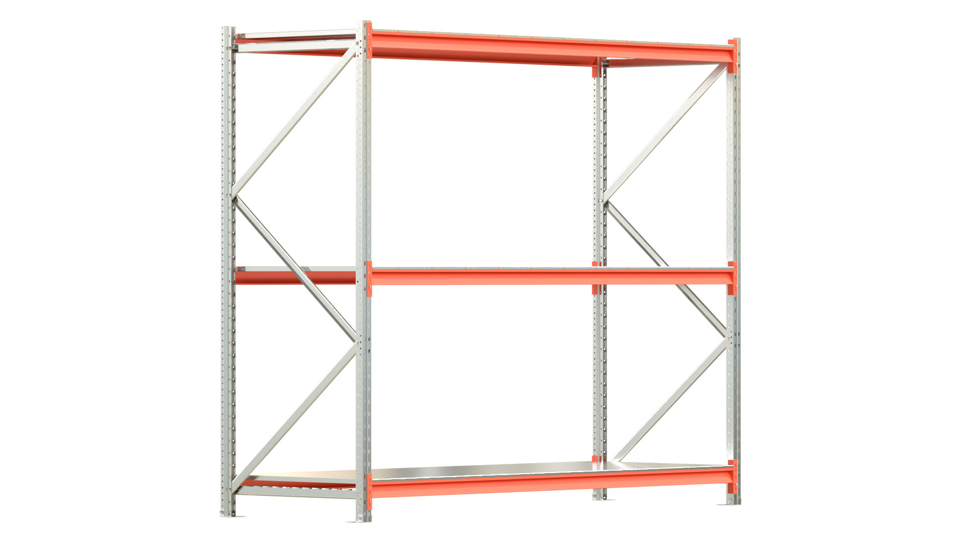 Weitspannregal EMMA - Höhe: 200 cm - Fachbreite: 225 cm - Tiefe: 80 cm - Grundfeld