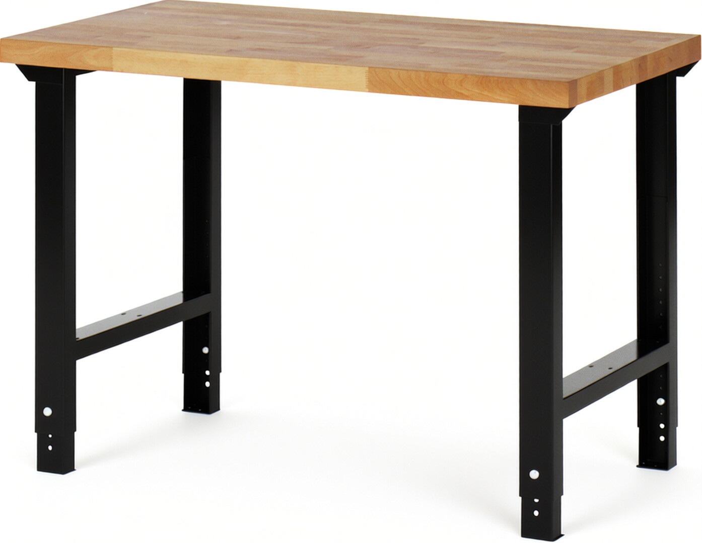 Werkbank Modell 7000 schwarz, BxTxH 1250x700x790-1140 mm,  Buche-Massiv Arbeitsplatte 40 mm