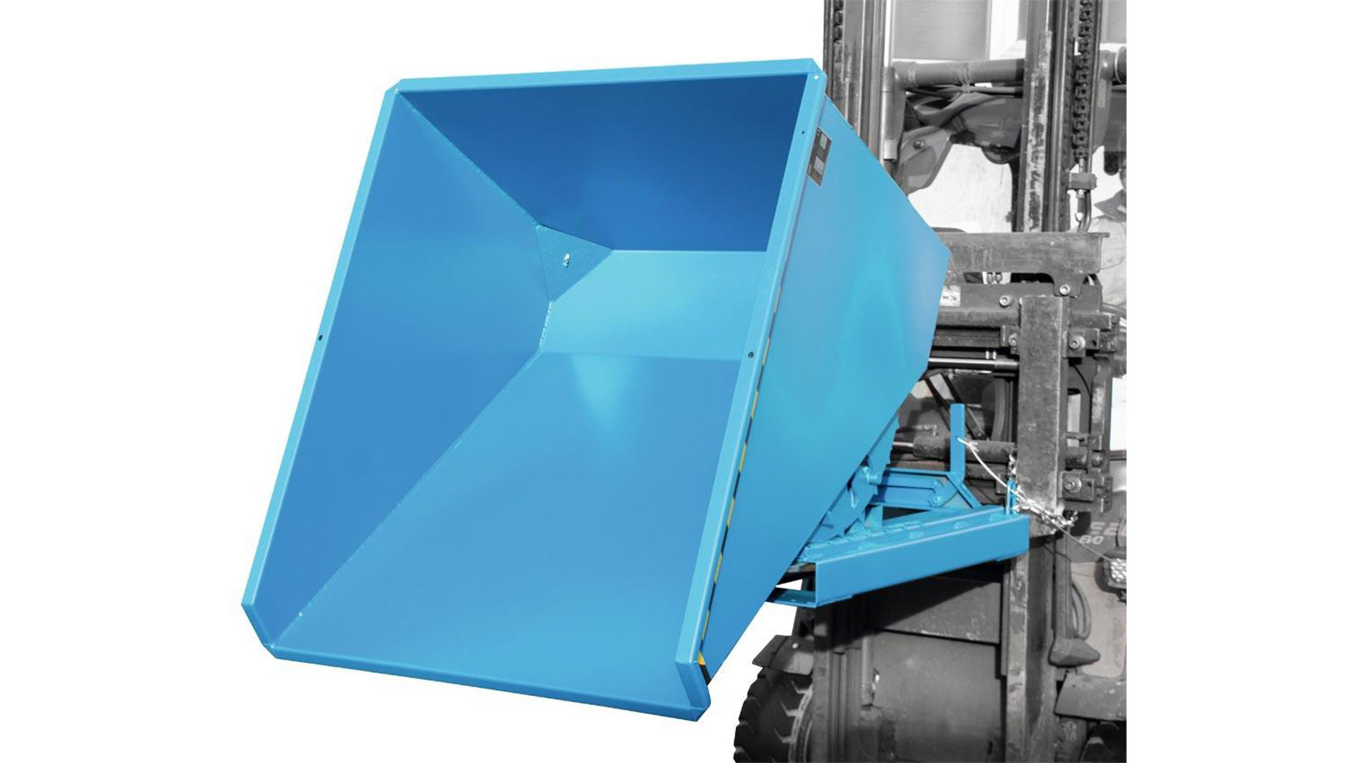 Späne-Selbstkippbehälter mit Abrollsystem, Volumen 0,60 cbm, LxBxH 1260x1070x835 mm, lackiert RAL 5012 blau