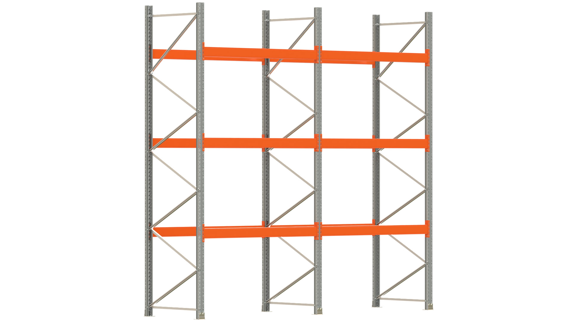 Palettenregal ARTUS - Breite 405,5 cm - Höhe 400 cm - Tiefe 110 cm - Fachlast 3000 kg - 16 Palettenstellplätze