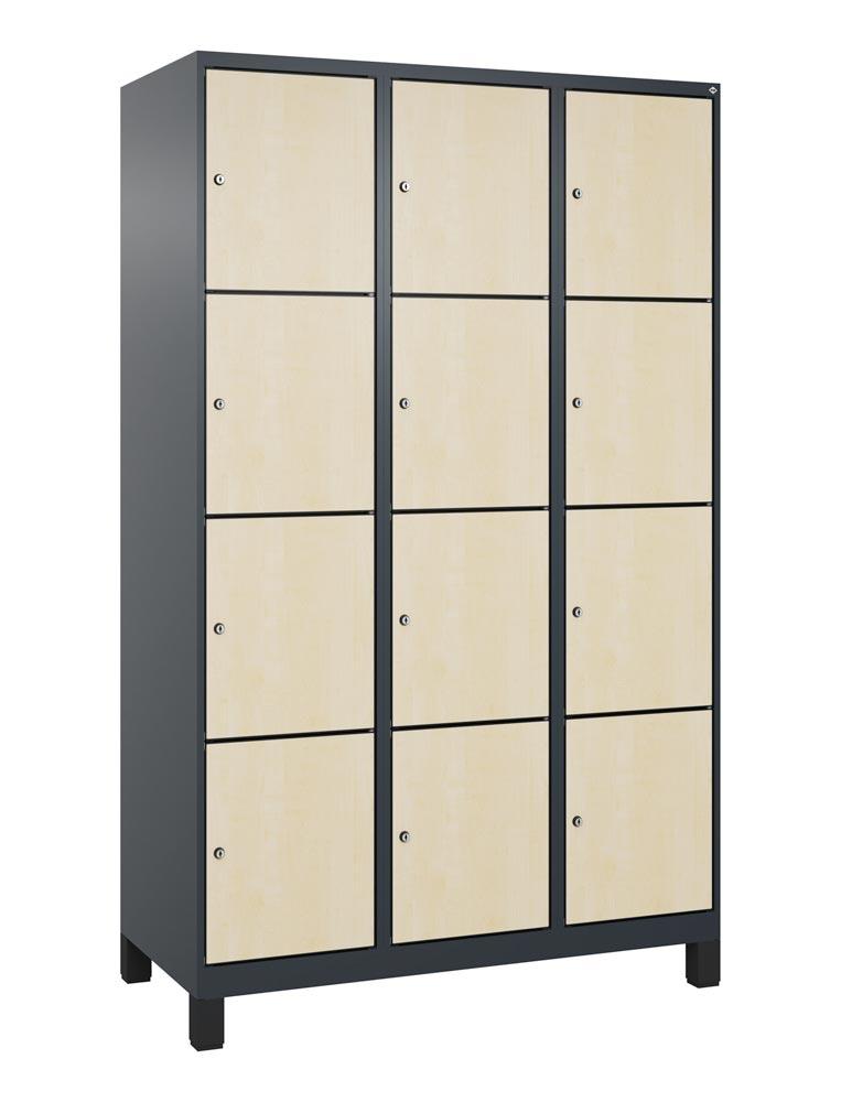 Fächerschrank mit MDF Türen, Breite 120 cm, Höhe 195 cm, Tiefe 50 cm, 12 Fächer