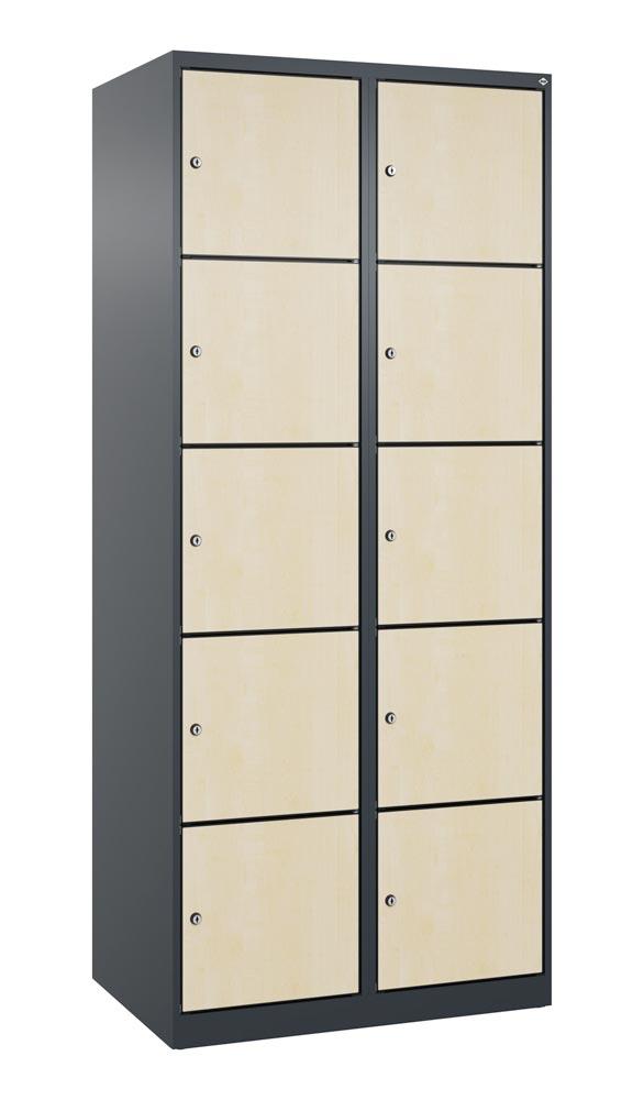 Fächerschrank mit MDF Türen, Breite 80 cm, Höhe 185 cm, Tiefe 50 cm, 10 Fächer