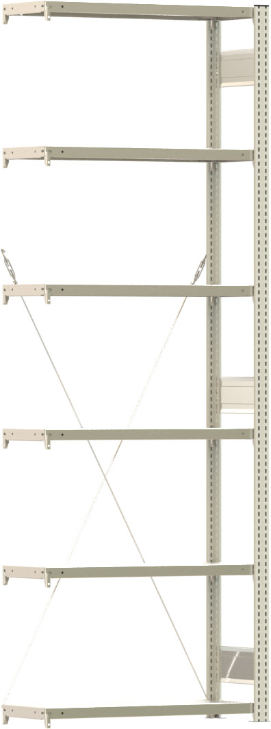 Fachbodenregal mit Tiefenriegel - 150 kg - (HxBxT) 2.500 x 875 x 300 mm - Anbauregal - Rahmen lichtgrau - Böden verzinkt