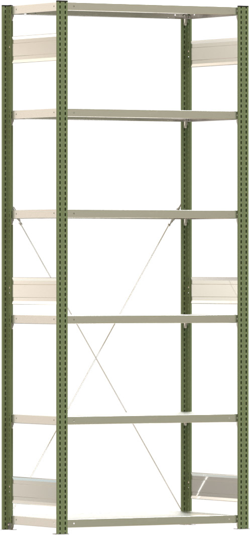 Fachbodenregal BERT - Breite: 100,5 cm - Tiefe: 50 cm - Höhe: 250 cm - 6 Böden - Grundregal