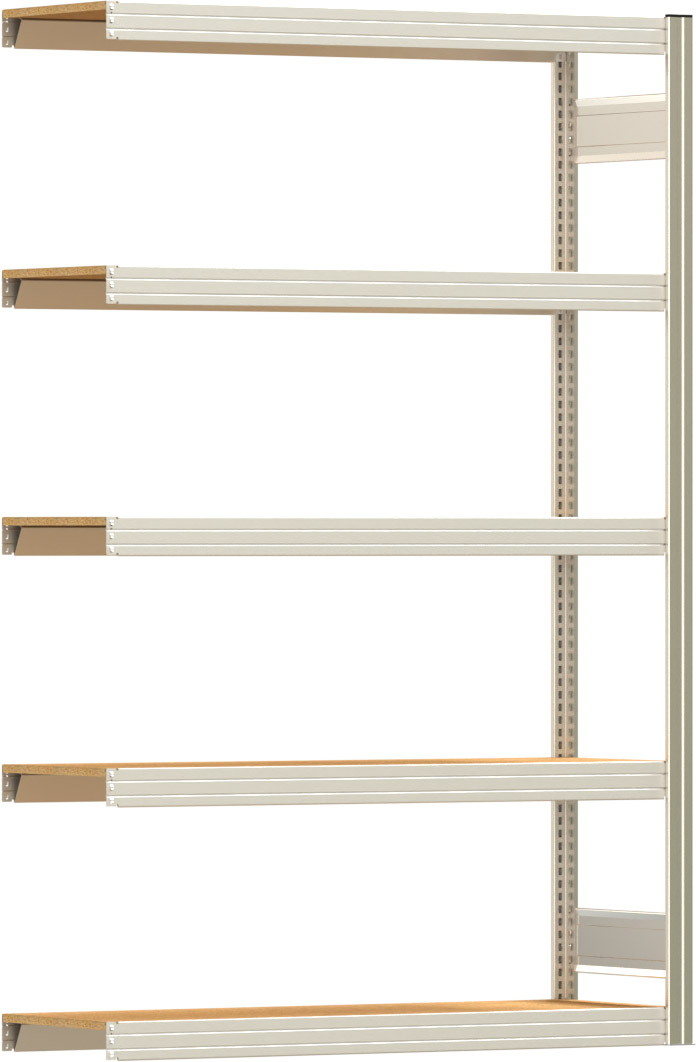 Fachbodenregal BERT - Breite: 128,5 cm - Tiefe: 40 cm - Höhe: 200 cm - 5 Böden - Anbauregal