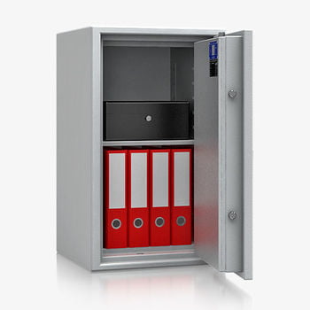 Dokumententresor, Geldschrank, Safe, VdS Klasse 1, 60 Minuten feuerfest, Türen 1-flügelig, 1 Fachboden, 775 x 463 x 440 mm (HxBxT), Farbe lichtgrau