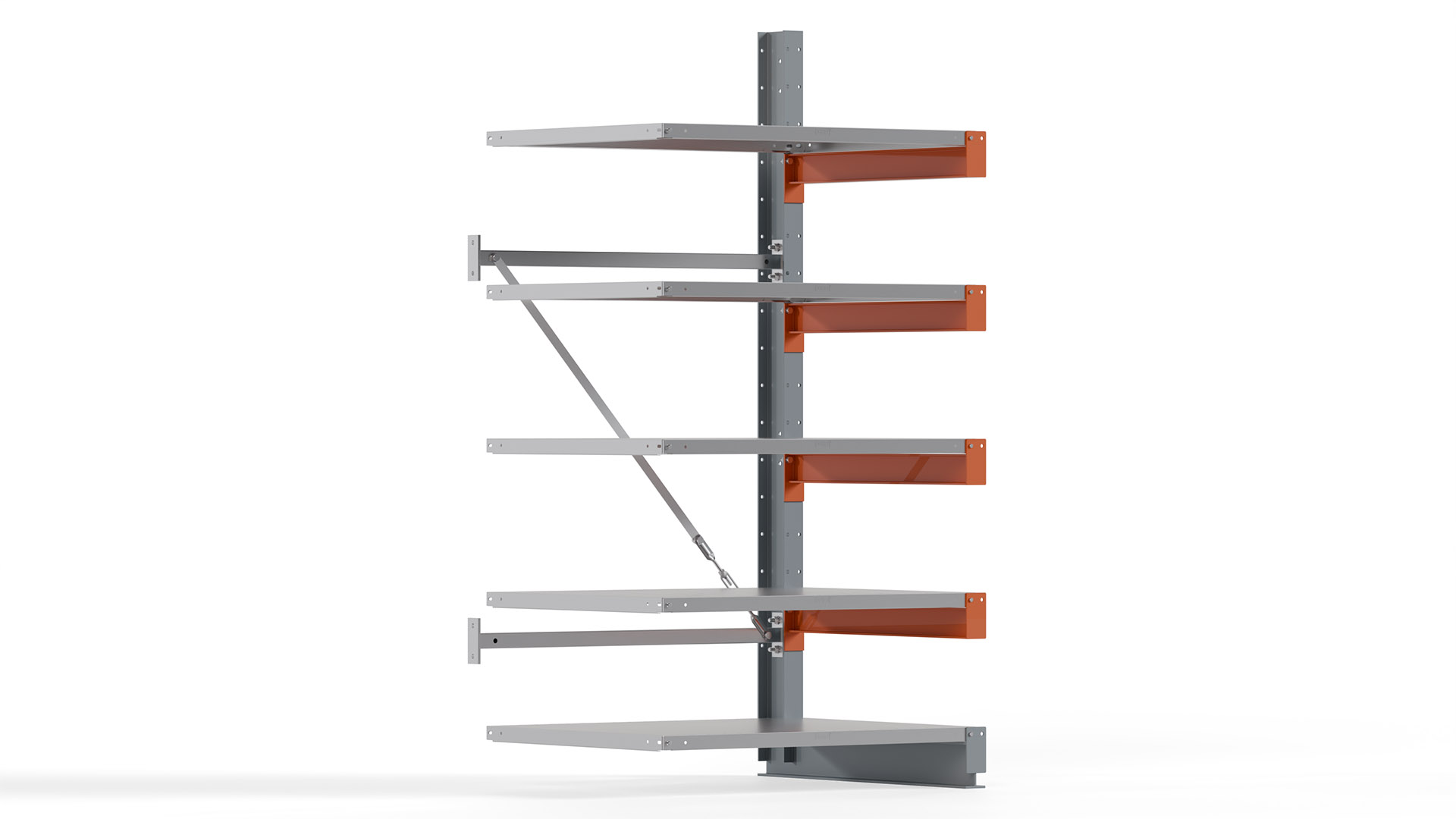 Kragarmregal KARL basic - Anbaufeld - Breite: 100 cm - Höhe: 200 cm - Tiefe: 92 cm - Traglast je Arm: 550 kg - einseitig