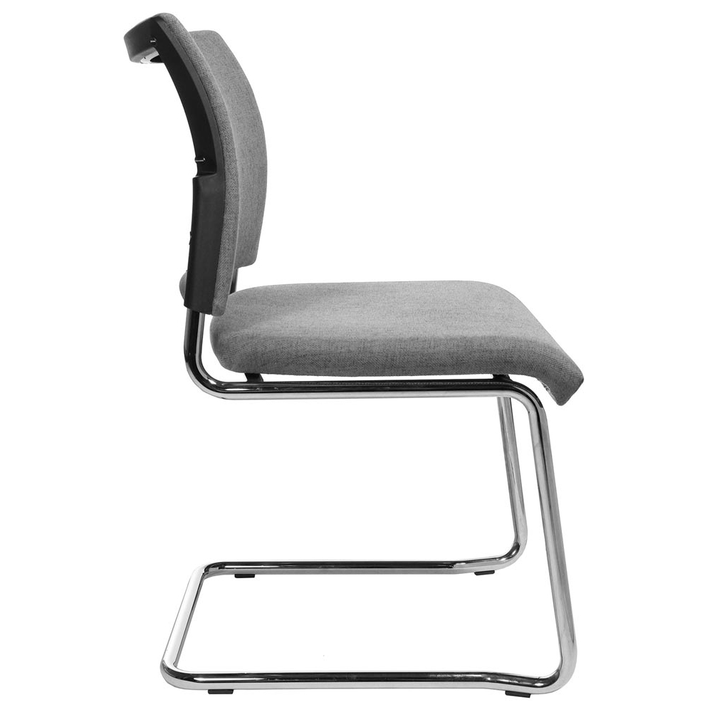 Schwingstuhl, Freischwinger, Sitz-BxTxH 480x450x450 mm, Gesamthöhe 850 mm, Gestell verchromt, Sitz- + Rückenpolster hellgrau, VE 2 Stück