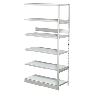 Aktenregal, Büroregal - Steckregal ohne Rückwand, Anbaufeld, 6 Fachböden, 5 OH, BxTxH 960x400x1900 mm, lichtgrau