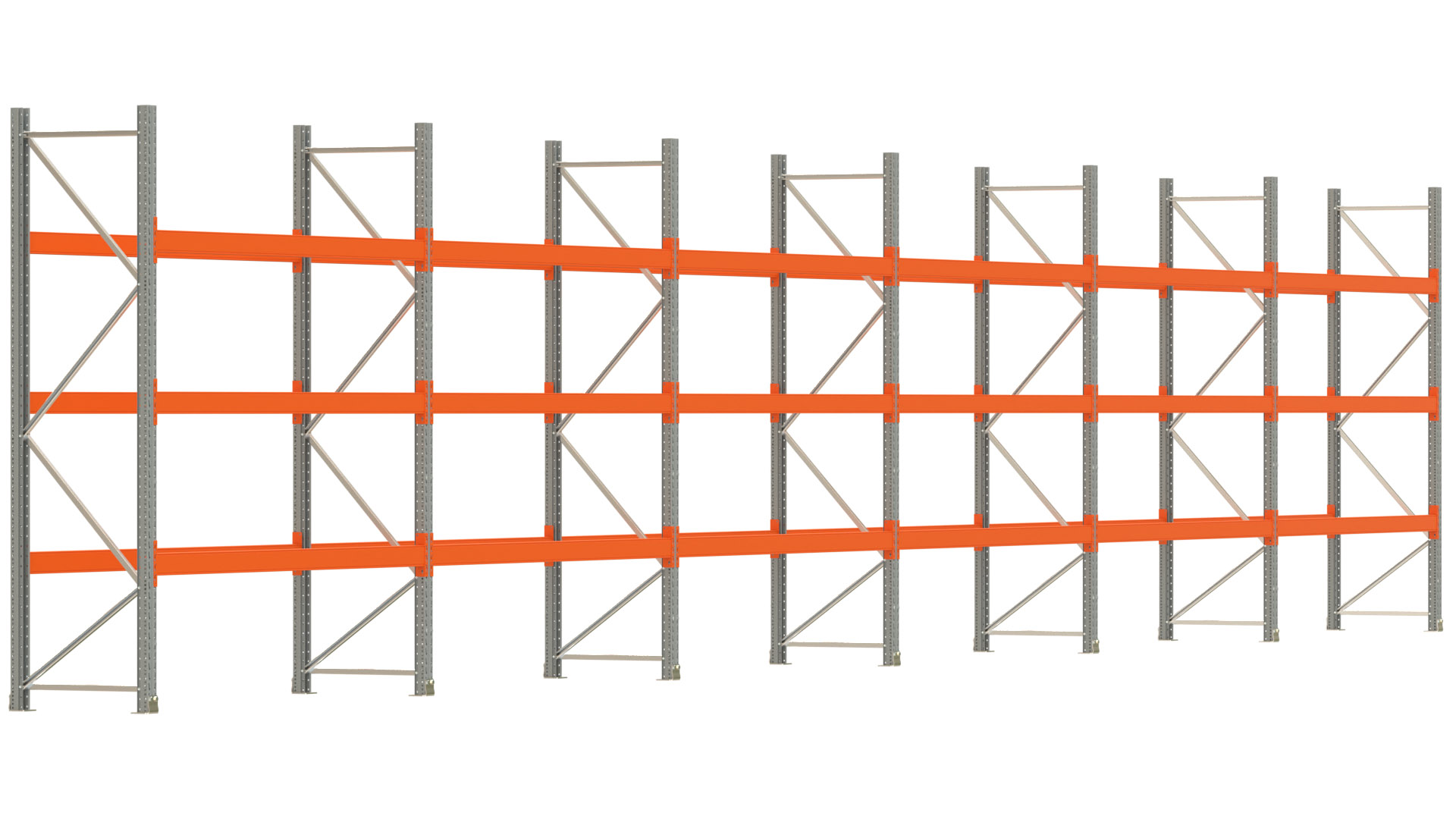 Palettenregal ARTUS - Breite 1679,5 cm - Höhe 300 cm - Tiefe 80 cm - Fachlast 2000 kg - 48 Palettenstellplätze