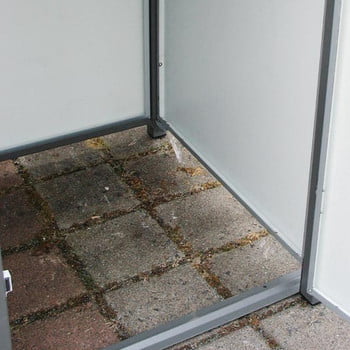 Mülltonnenverkleidung mit Klappdach - für 3 Tonnen - 3/5 Stanzung - 1.160 x 1.960 x 830 mm (HxBxT) - Korpus anthrazitgrau - Pfosten Signalgrau