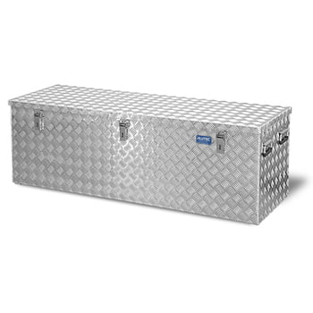 Riffelblech Aluminiumbox - Transportbehälter - Deckel Gasdruckdämpfer - Griffe und Verschlüsse aus Edelstahl - 375 l Vol. - 520 x 1.522 x 525 mm