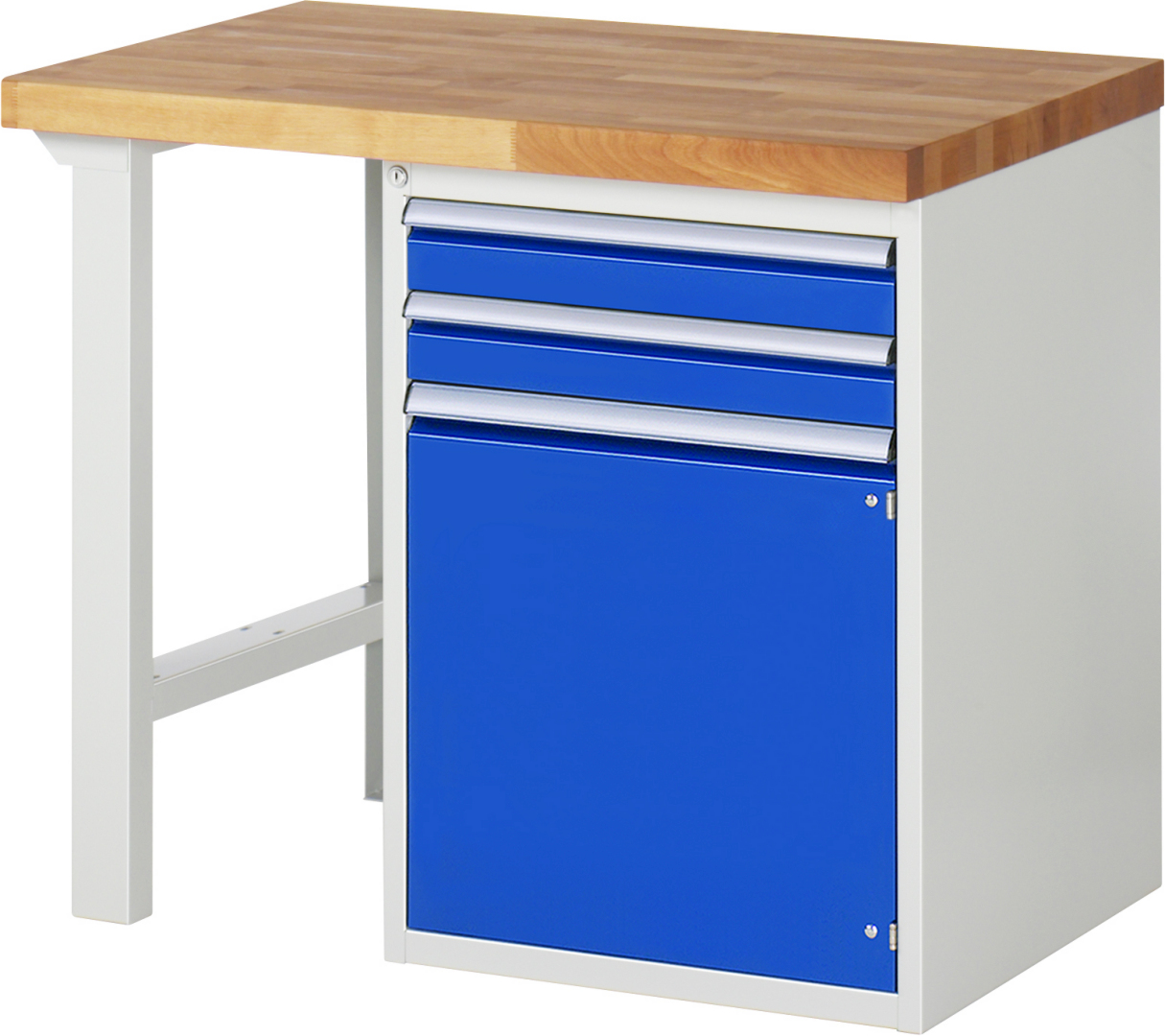 Werkbank Modell 7503 rot - schwarz, BxTxH 1000x700x840 mm,  Buche-Massiv Arbeitsplatte 40 mm,  2 Schubladen mit  Vollauszug 100 % und  SoftClosing