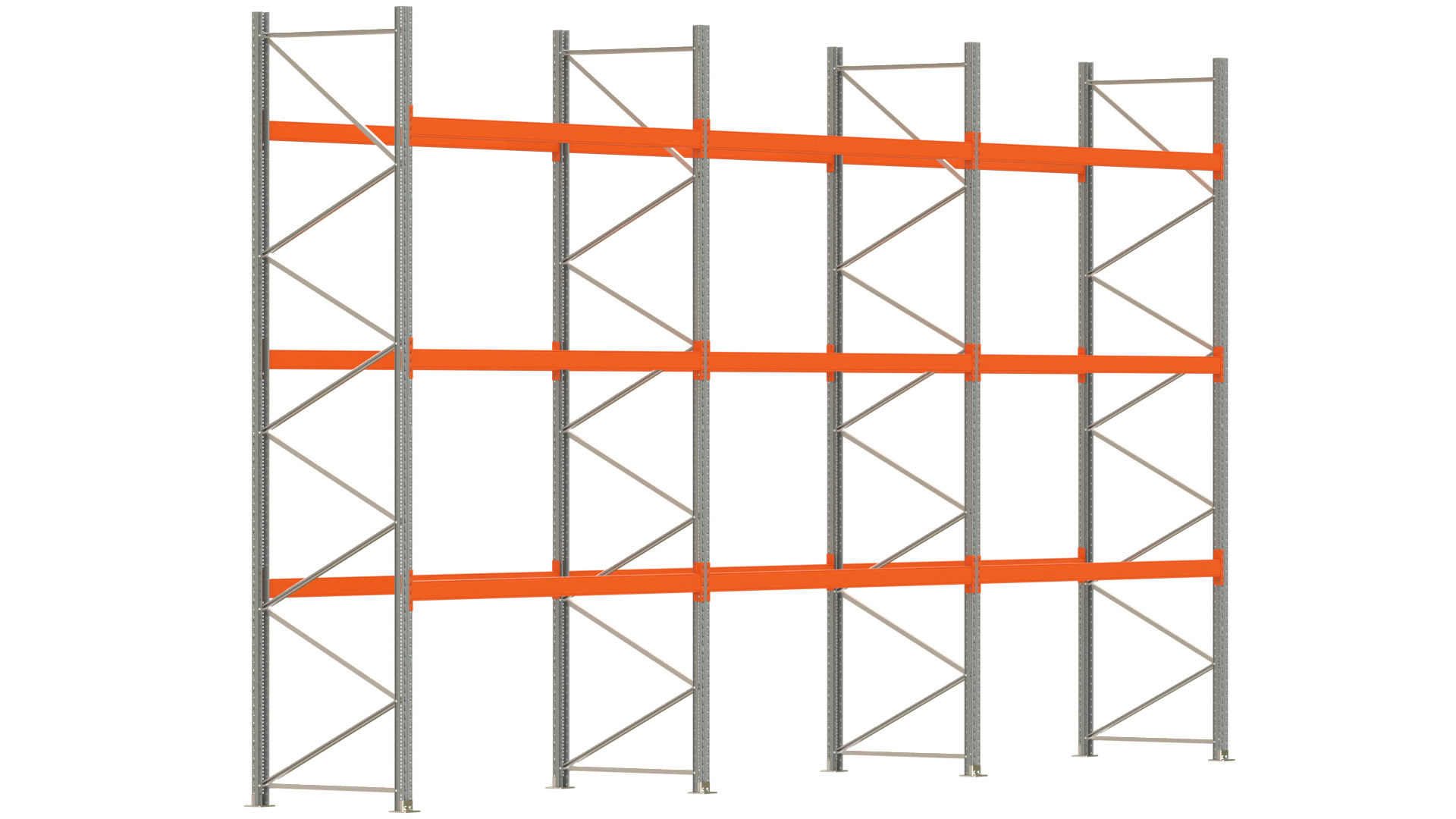 Palettenregal ARTUS - Breite 844 cm - Höhe 450 cm - Tiefe 110 cm - Fachlast 2000 kg - 36 Palettenstellplätze