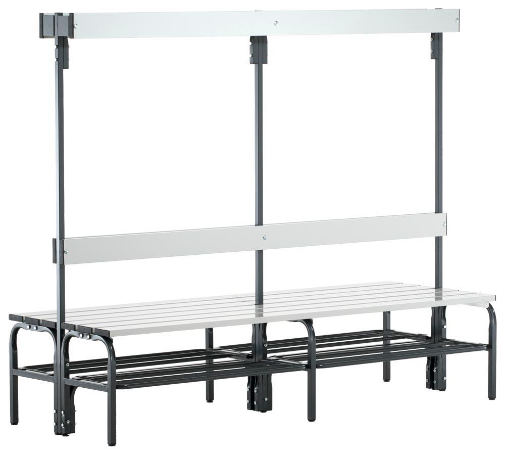 Garderobenbank, doppelseitig, Breite 150 cm, Höhe 165 cm, Tiefe 72,5 cm