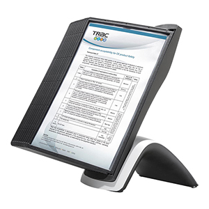 Sichttafelsystem, Tischständer, Kunststoff, 10 Sichttafeln DIN A4, grau/schwarz