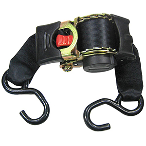 Zurrgurt, automatische Rollmechanik, einteilig mit S-Haken, 750 daN zul. Zugkraft im geraden Zug, Gurt-B 50 mm, Länge 400-3000 mm, schwarz, VE 2 Stück