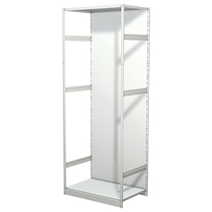 Aktenregal, Büroregal - Steckregal mit Rückwand, ohne Böden, Grundfeld, BxTxH 960x600x2600 mm, lichtgrau