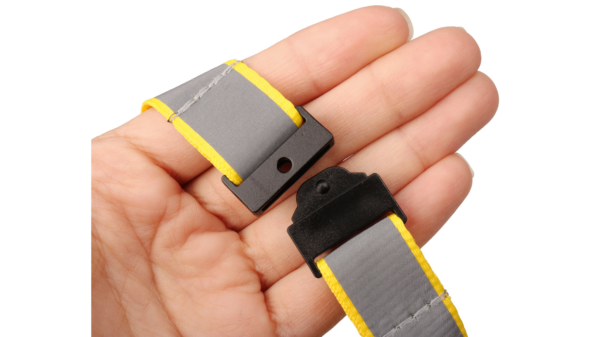 Sicherheits-Umhängeband, Polyester, LxB 550x20 mm, mit Leichtverschluss, Karabinerhaken + Schlüsselring, weiß, VE 30 Stück