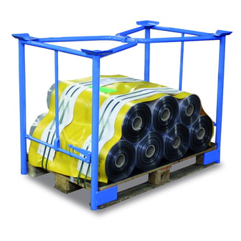 Palettenaufsatzrahmen für Industriepalette - 1.500 kg - Höhe 1.000 mm - 3-fach stapelbar - Klemmvorrichtung - lichtblau