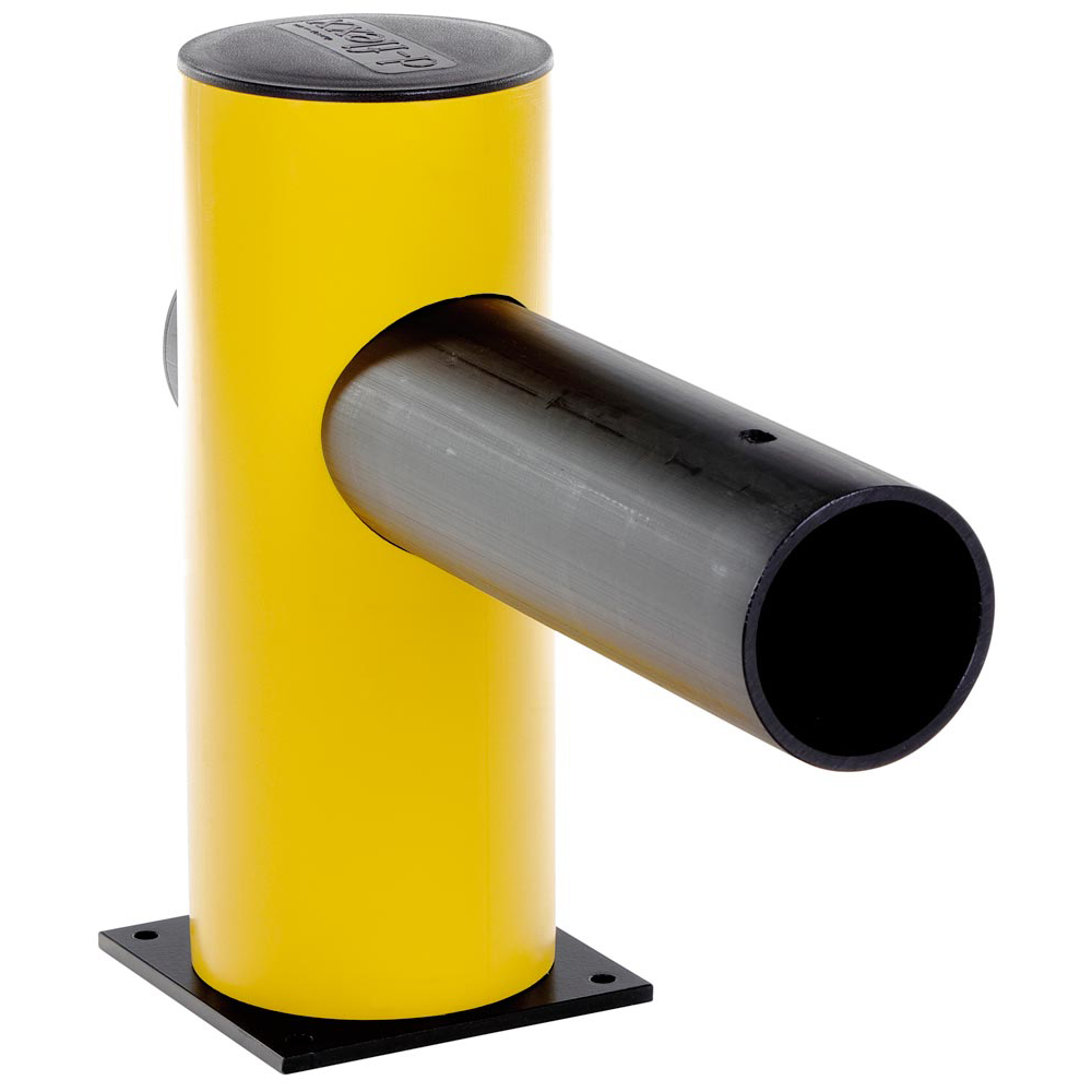 Verkehrsbarriere, Spezialkunststoff, einzeilig, Endpfosten, Höhe 516 mm, Durchm. 200 mm, gelb/schwarz