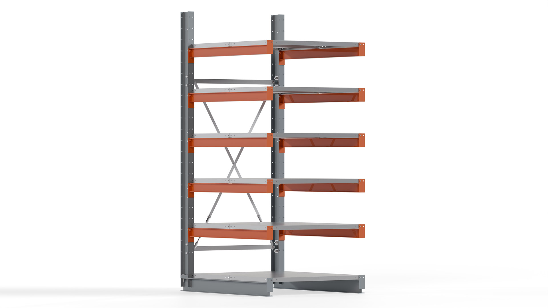 Kragarmregal KARL basic - lackiert - Breite: 100 cm - Höhe: 250 cm - Tiefe: 120 cm - Traglast je Kragarm: 370 kg - einseitig